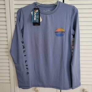 Salt Life Women's Blue Long Sleeve Performance Fabric T-Shirt Size Small